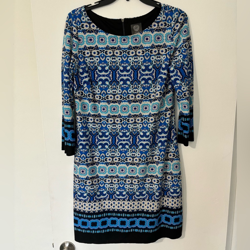 Vince Camuto Size 10 Blue and Black Print Women’s Dress